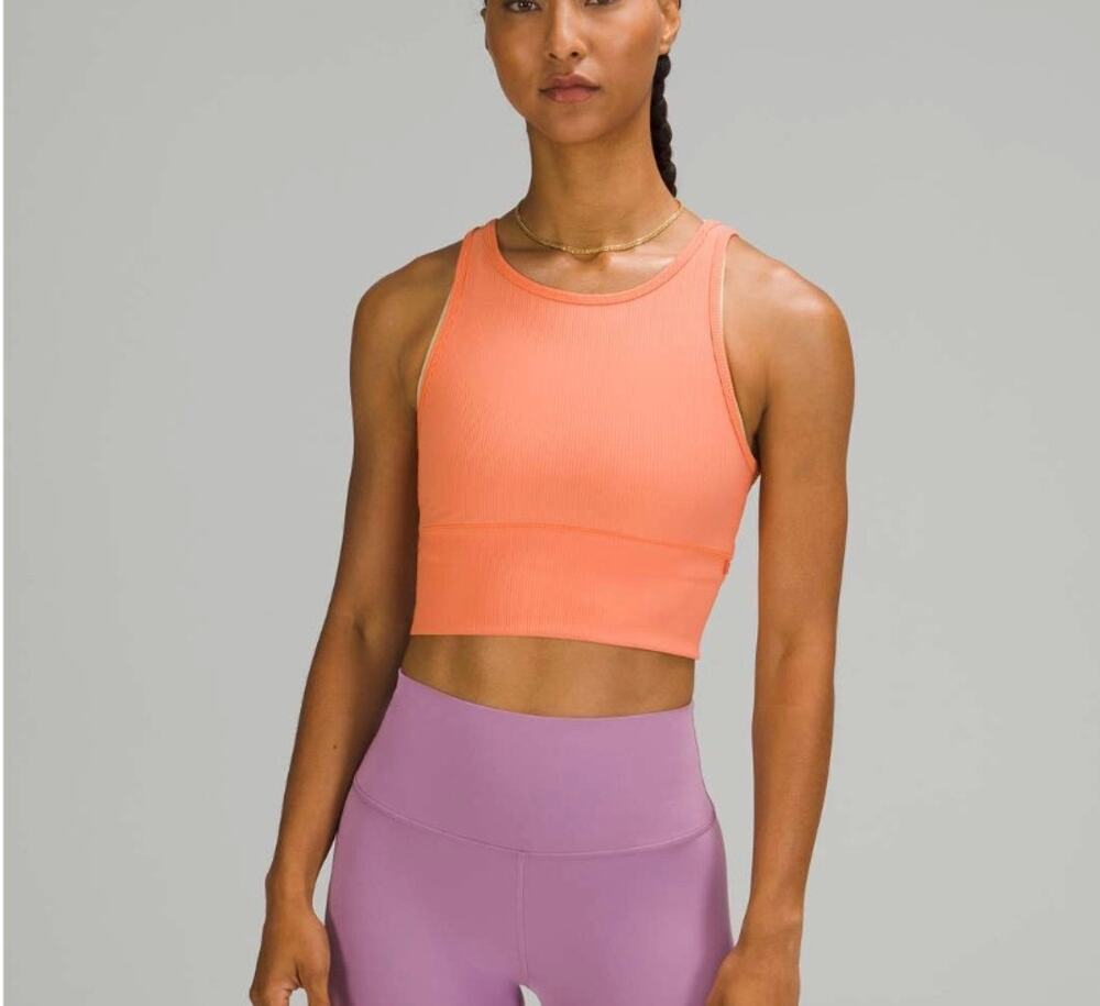 Lululemon Power Pivot Reversible Ribbed Tank Top Sz 6 Golden Apricot
